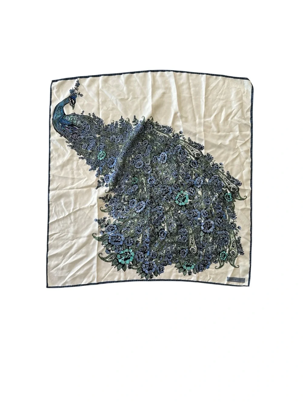 Aspinal London 100% Silk Peacock Printed Scarf